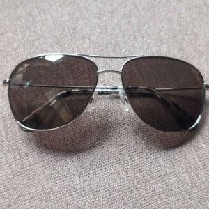 Maui Jim Silver Aviator Sunglasses with Dark Lenses